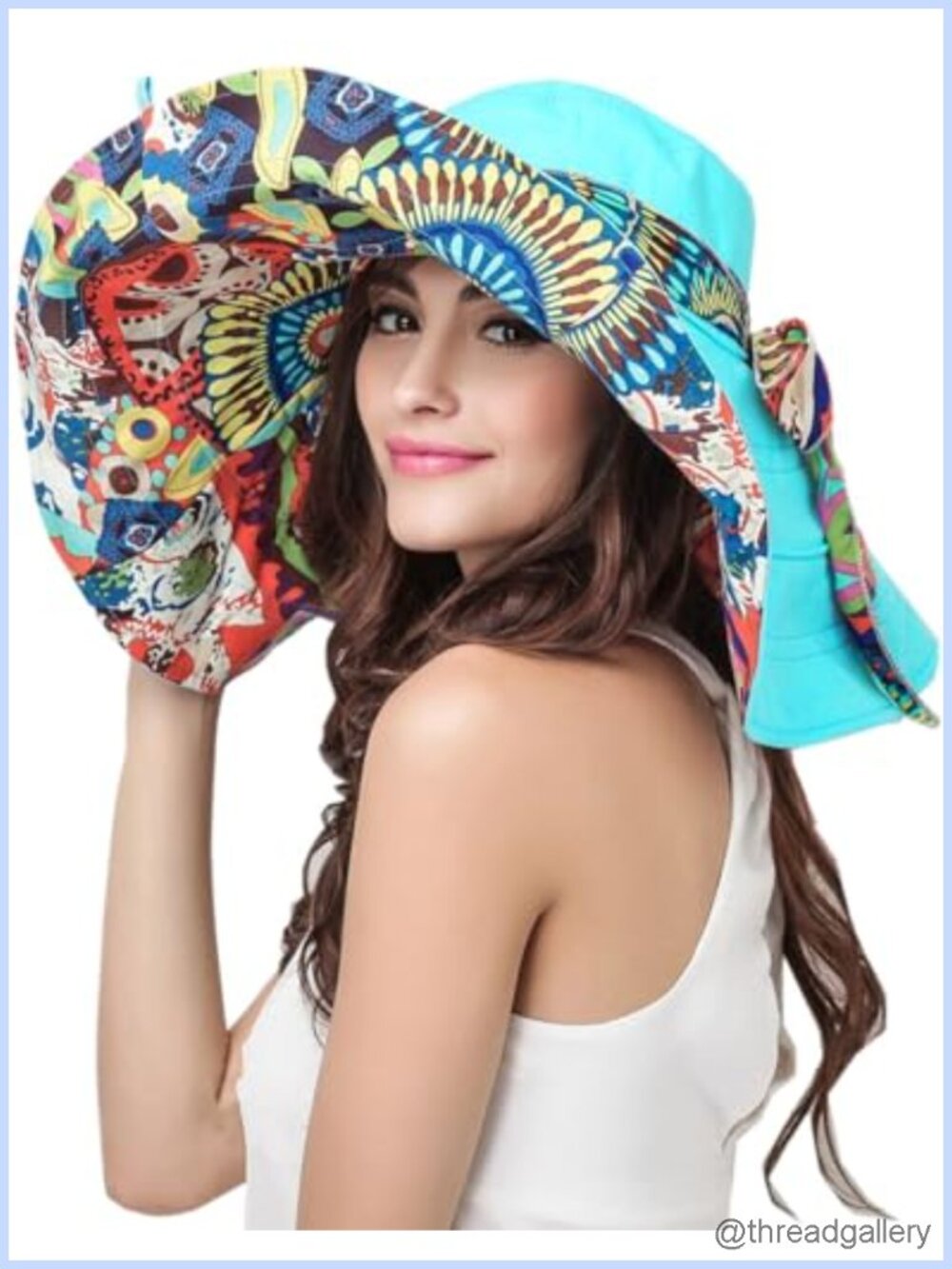 Foldable Floppy Sun Hat Reversible Wide Brim UPF 50+ Travel Beach